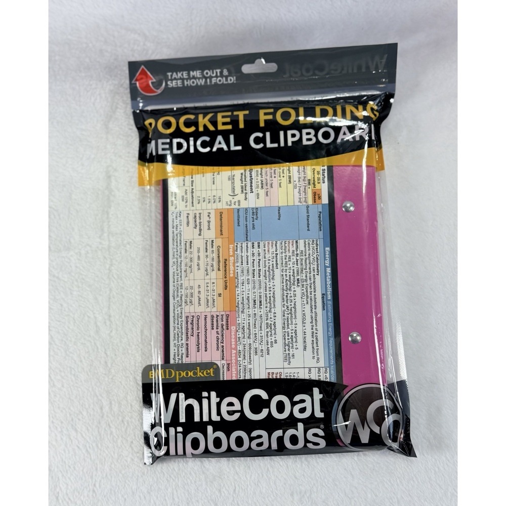 WhiteCoat Clipboard Pink Dietitian Edition Folding Clipboard Dietary Made In USA